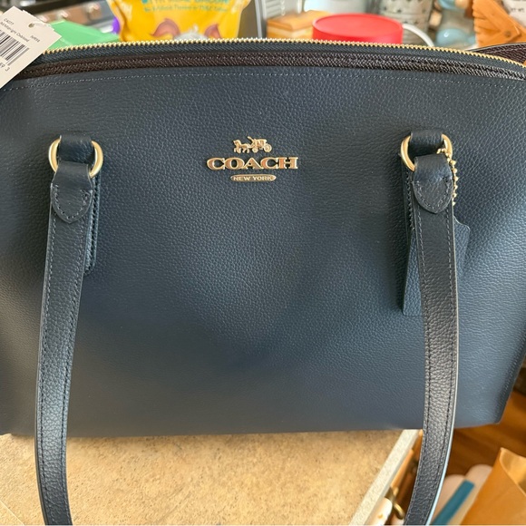 Coach Handbags - Coach Dark Blue Leather Shoulder Bag